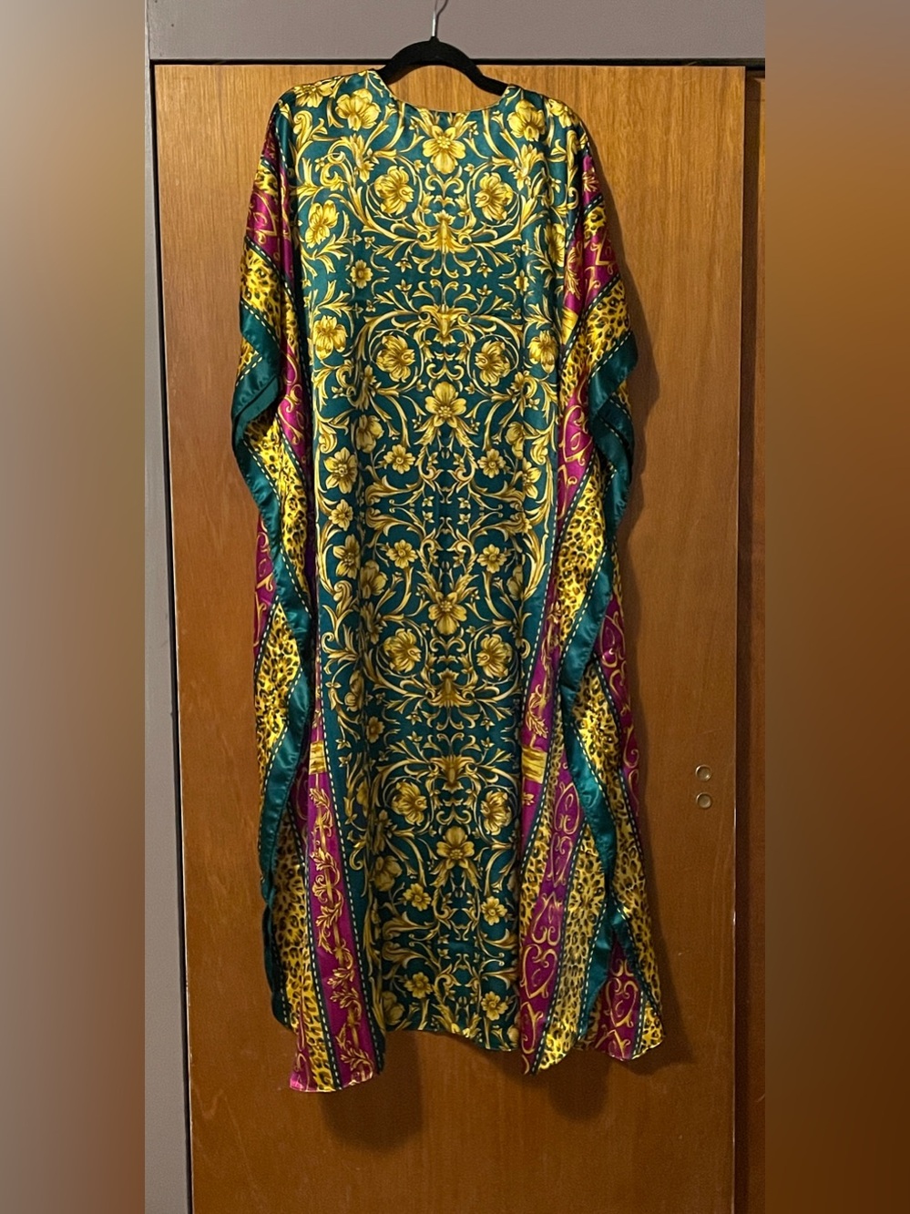 Green and Gold Floral muumuu cover up- Unbranded